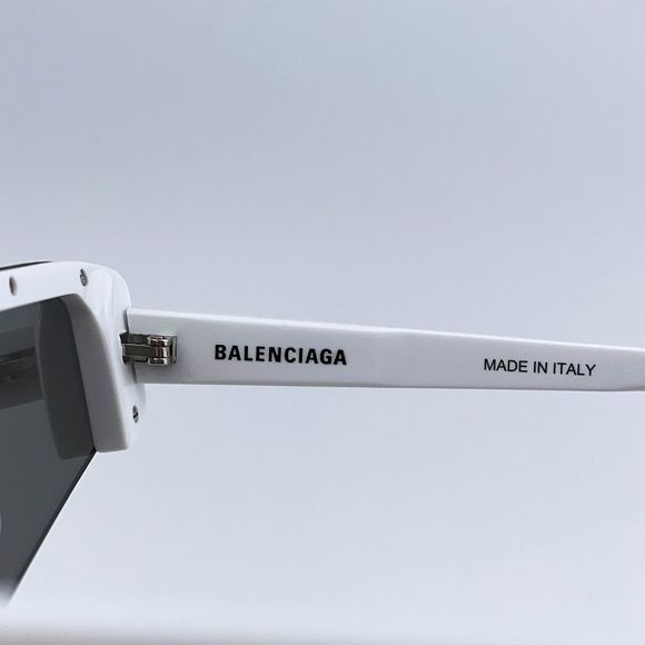🔥  Balenciaga BB0003S 002 Sunglasses White Silver Grey Mirrored Unisex - Picture 6 of 13